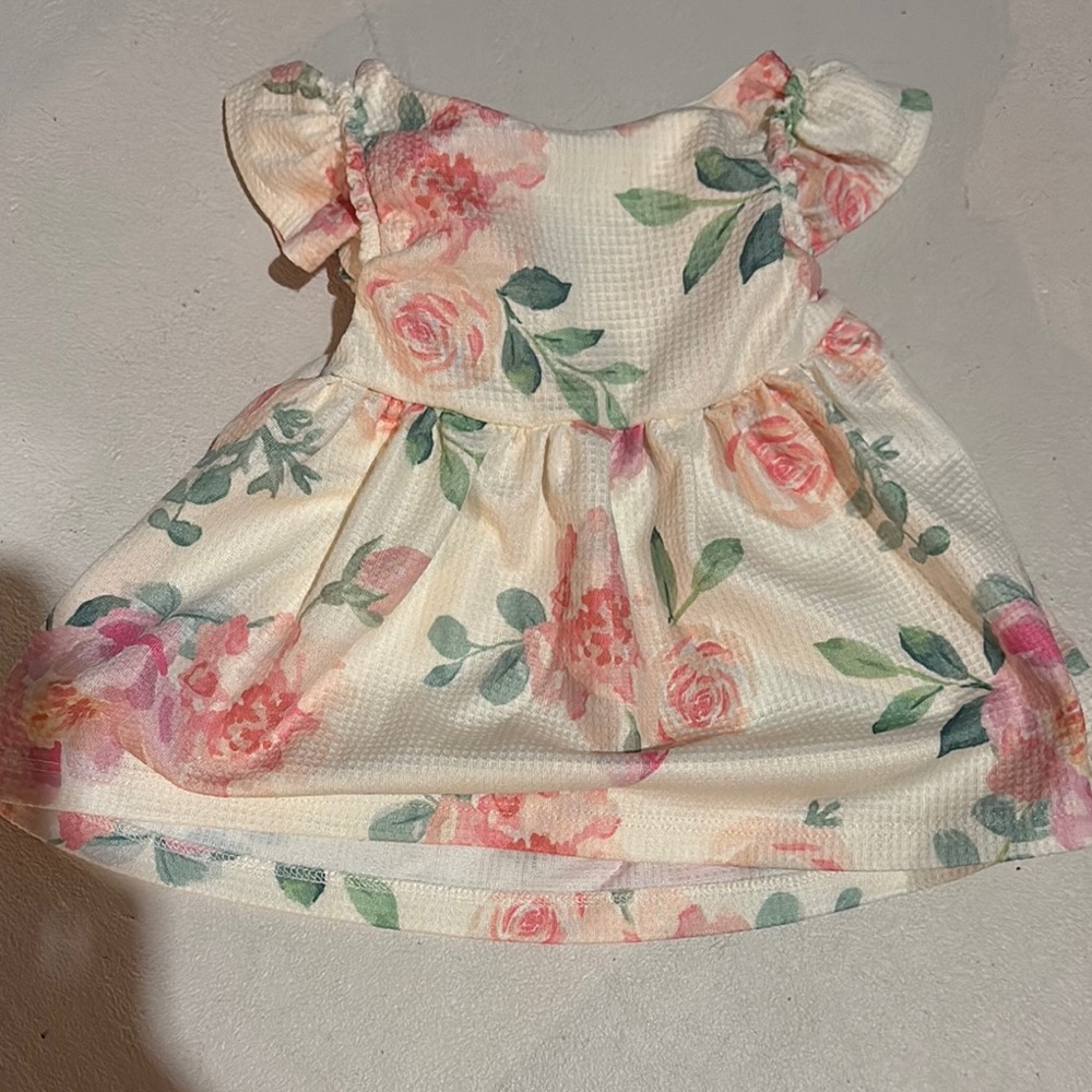 Floral baby Dress - Pink and Green 0-3 mo